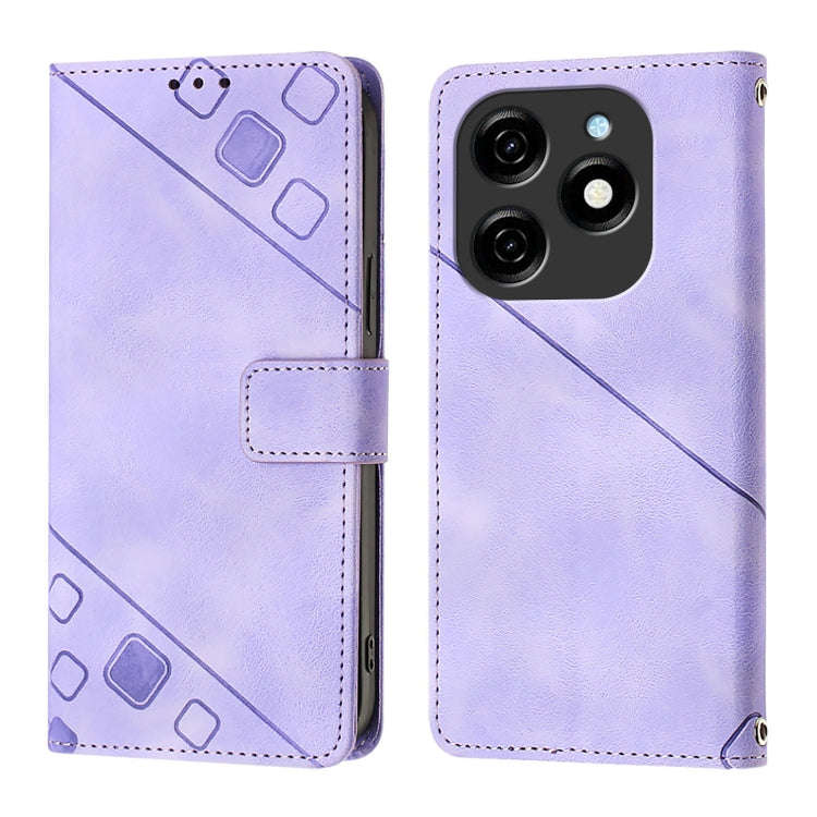 For Tecno Spark 20 Skin Feel Embossed Leather Phone Case(Light Purple)