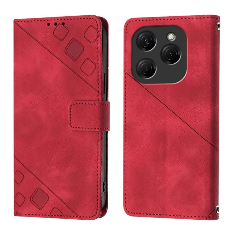 For Tecno Spark 20 Pro Skin Feel Embossed Leather Phone Case(Red)