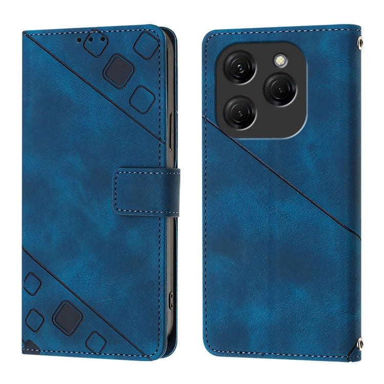 For Tecno Spark 20 Pro Skin Feel Embossed Leather Phone Case(Blue)
