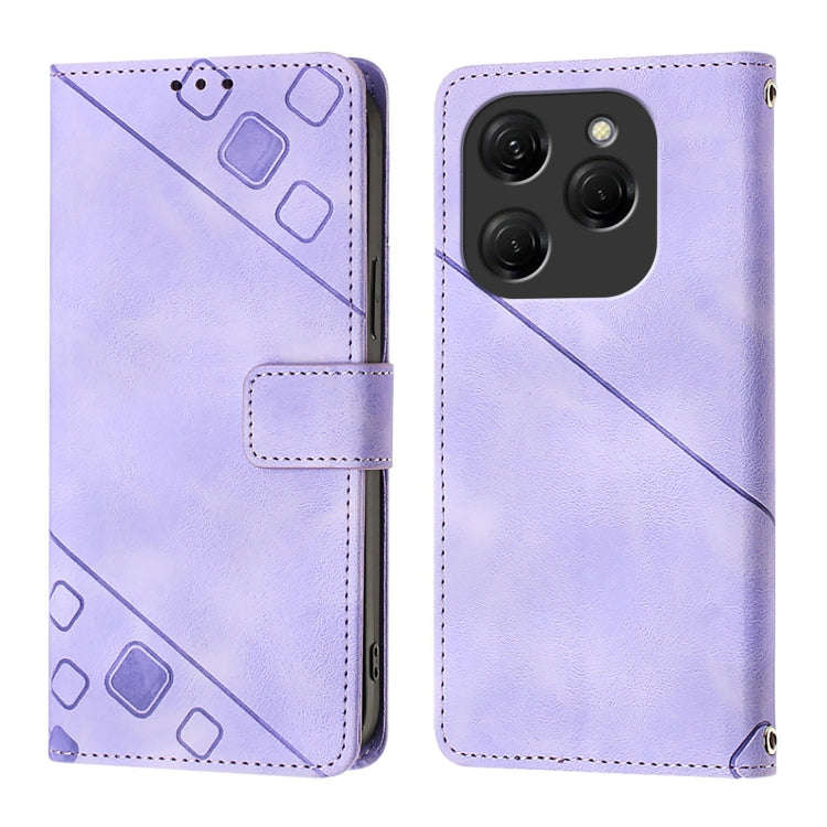 For Tecno Spark 20 Pro Skin Feel Embossed Leather Phone Case(Light Purple)