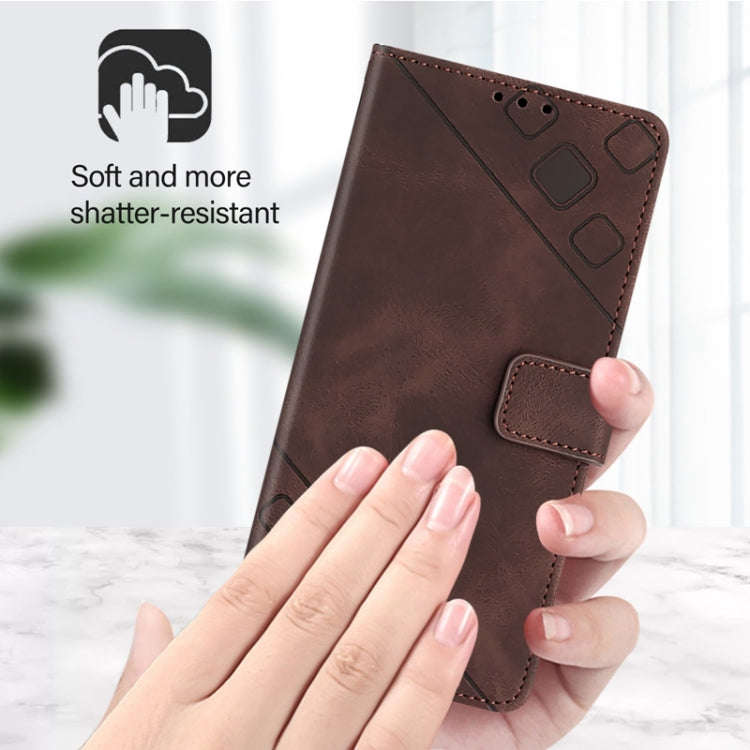 For Tecno Spark 20 Pro Skin Feel Embossed Leather Phone Case(Brown)
