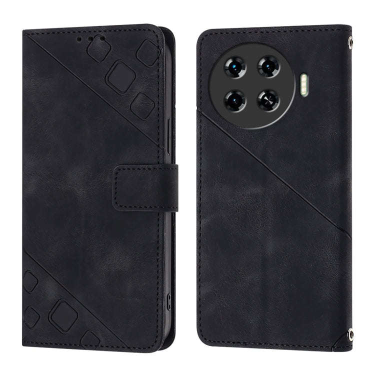 For Tecno Spark 20 Pro+ Skin Feel Embossed Leather Phone Case(Black)