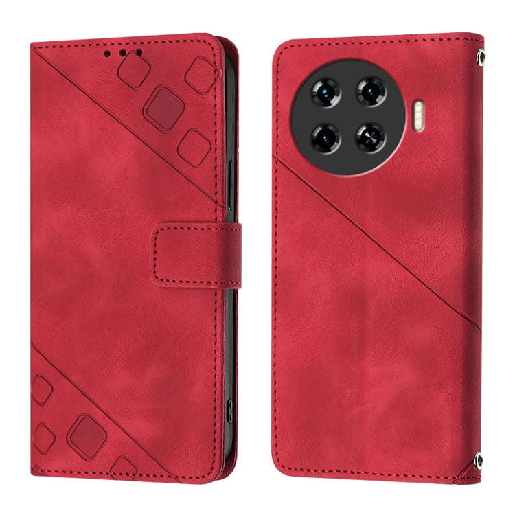 For Tecno Spark 20 Pro+ Skin Feel Embossed Leather Phone Case(Red)