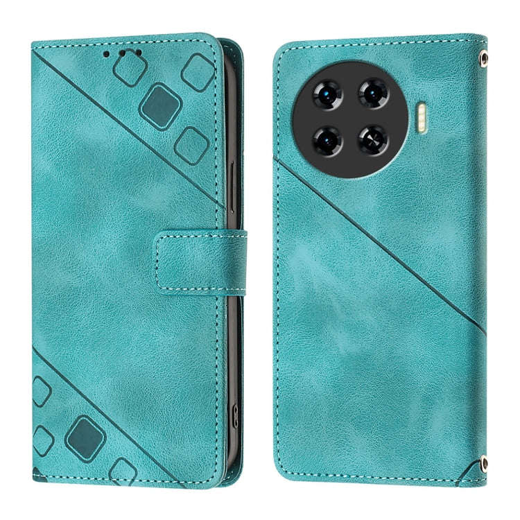 For Tecno Spark 20 Pro+ Skin Feel Embossed Leather Phone Case(Green)