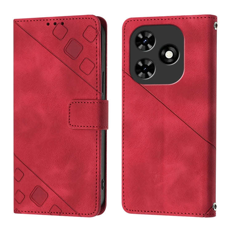 For Tecno Spark Go 2024 / Spark 20C Skin Feel Embossed Leather Phone Case(Red)