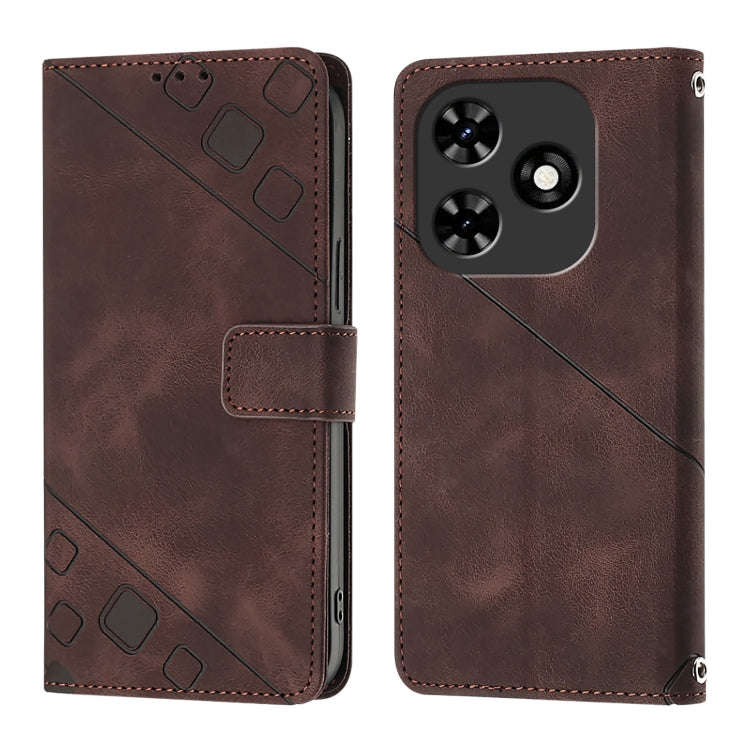 For Tecno Spark Go 2024 / Spark 20C Skin Feel Embossed Leather Phone Case(Brown)