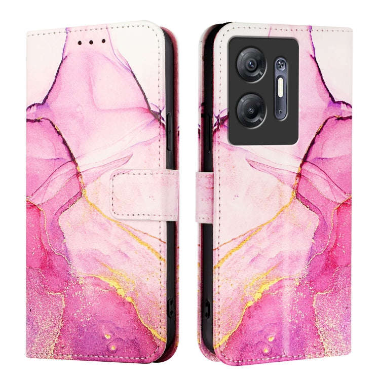 For Infinix Hot 30 5G PT003 Marble Pattern Flip Leather Phone Case(Pink Purple Gold)