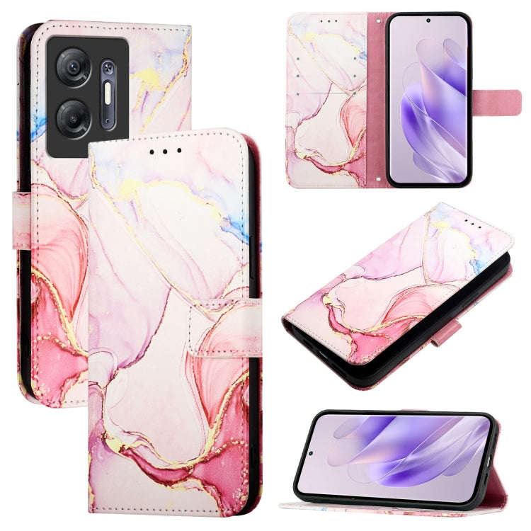 For Infinix Hot 30 5G PT003 Marble Pattern Flip Leather Phone Case(Rose Gold)