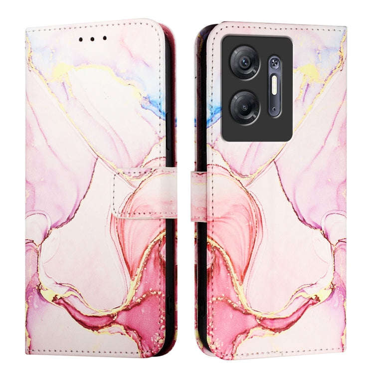 For Infinix Hot 30 5G PT003 Marble Pattern Flip Leather Phone Case(Rose Gold)