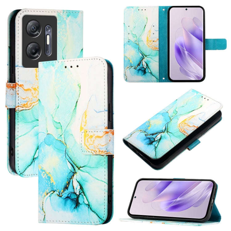 For Infinix Hot 30 5G PT003 Marble Pattern Flip Leather Phone Case(Green)