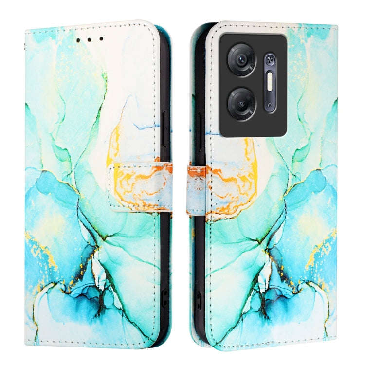 For Infinix Hot 30 5G PT003 Marble Pattern Flip Leather Phone Case(Green)