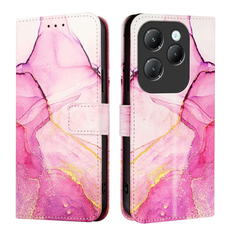 For Infinix Hot 40 / Hot 40 Pro PT003 Marble Pattern Flip Leather Phone Case(Pink Purple Gold)