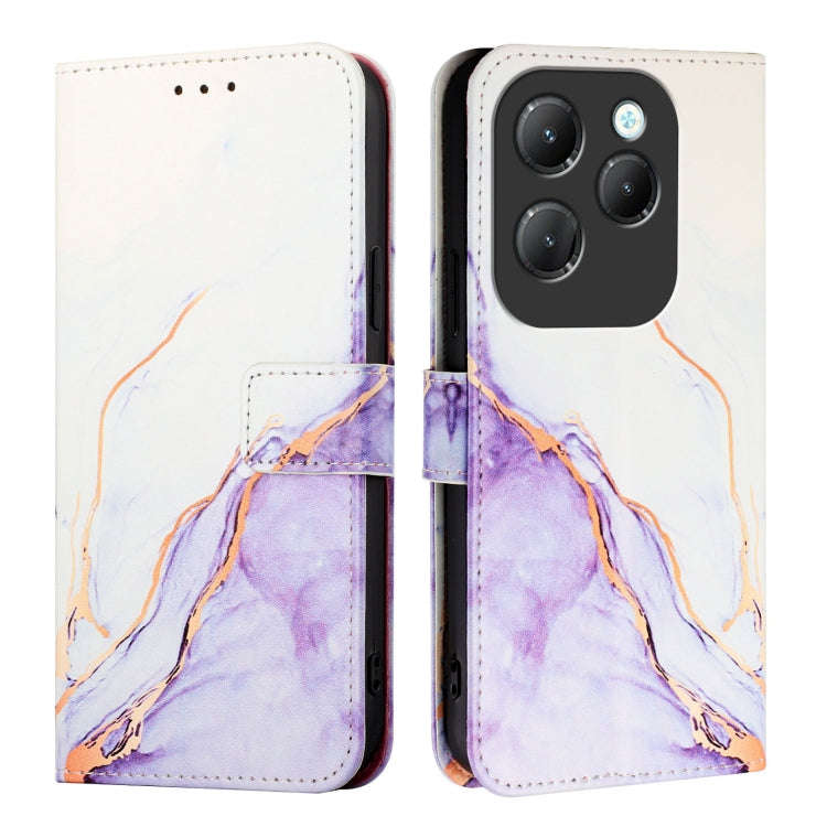 For Infinix Hot 40 / Hot 40 Pro PT003 Marble Pattern Flip Leather Phone Case(White Purple)