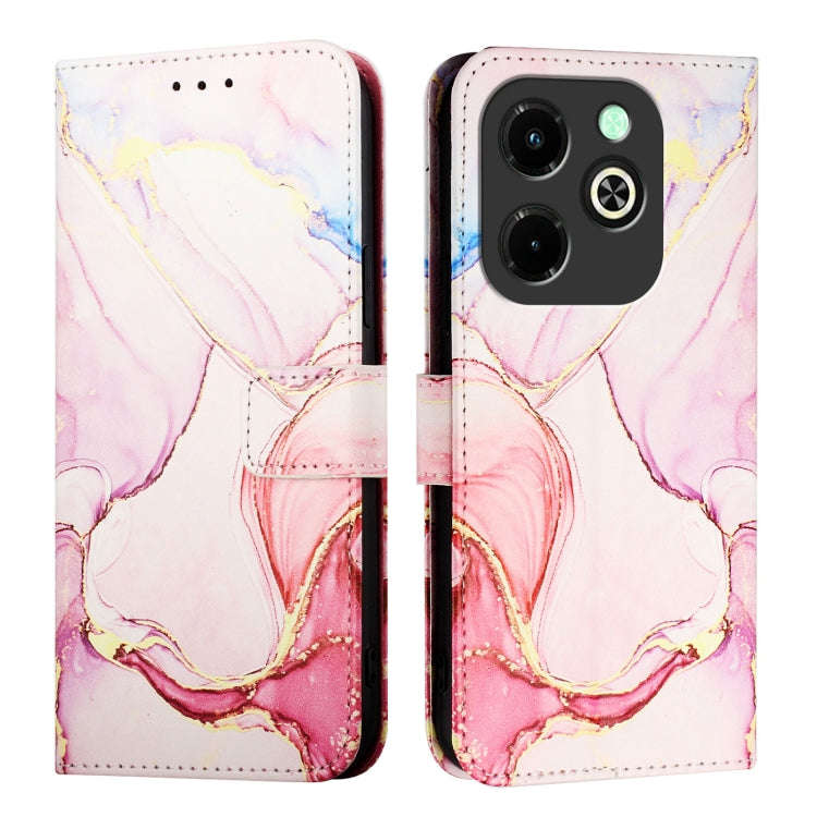 For Infinix Hot 40i PT003 Marble Pattern Flip Leather Phone Case(Rose Gold)