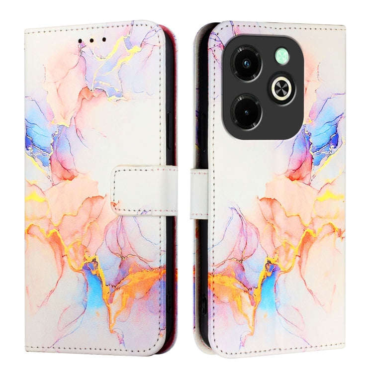 For Infinix Hot 40i PT003 Marble Pattern Flip Leather Phone Case(Galaxy Marble White)