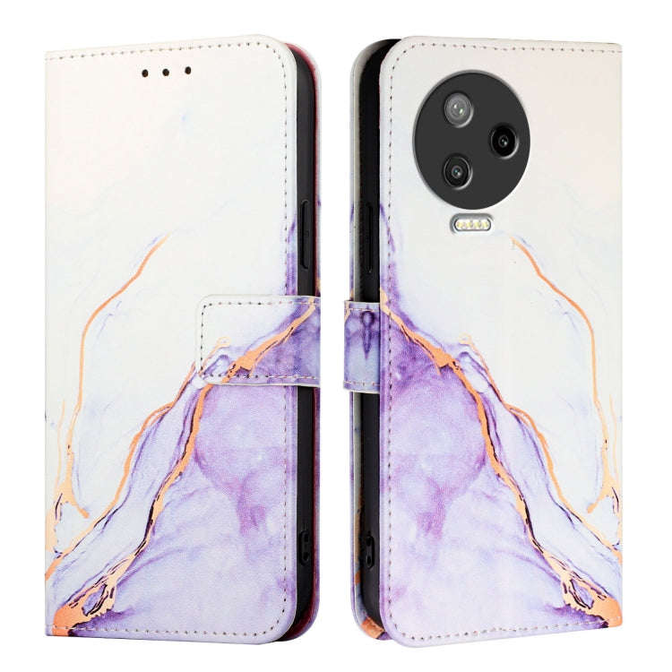 For Infinix Note 12 Pro 4G / Note 12 2023 PT003 Marble Pattern Flip Leather Phone Case(White Purple)