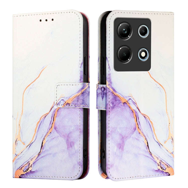 For Infinix Note 30 4G X6833B PT003 Marble Pattern Flip Leather Phone Case(White Purple)