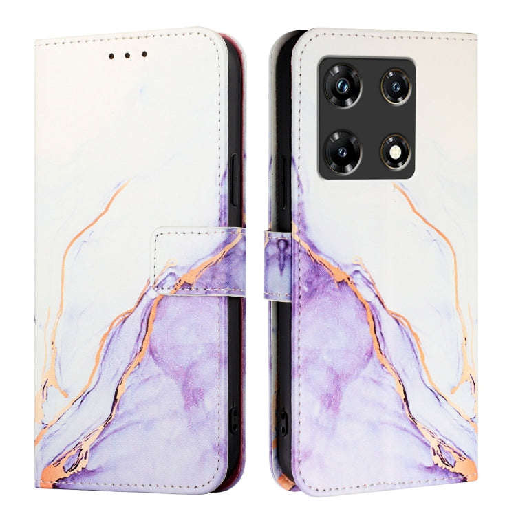 For Infinix Note 30 Pro / Note 30 5G PT003 Marble Pattern Flip Leather Phone Case(White Purple)