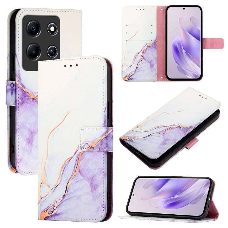 For Infinix Note 30i PT003 Marble Pattern Flip Leather Phone Case(White Purple)