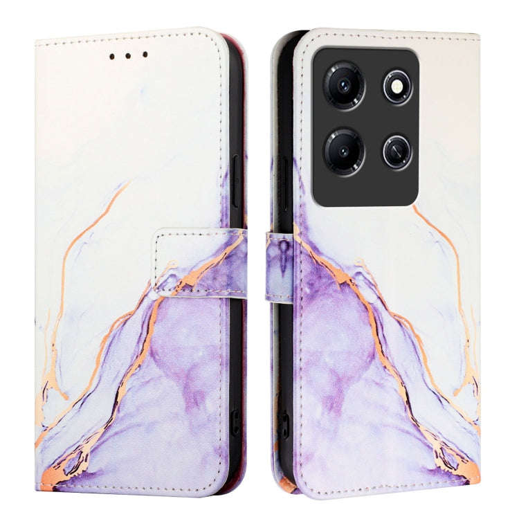 For Infinix Note 30i PT003 Marble Pattern Flip Leather Phone Case(White Purple)