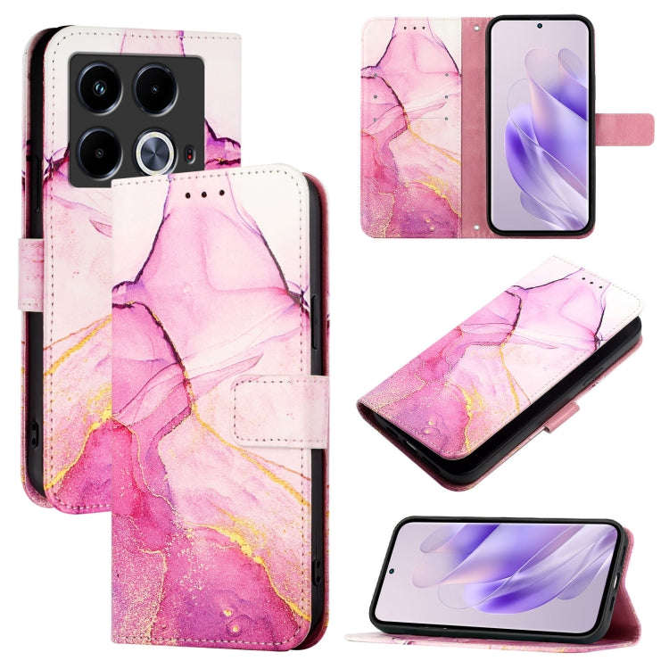 For Infinix Note 40 4G PT003 Marble Pattern Flip Leather Phone Case(Pink Purple Gold)