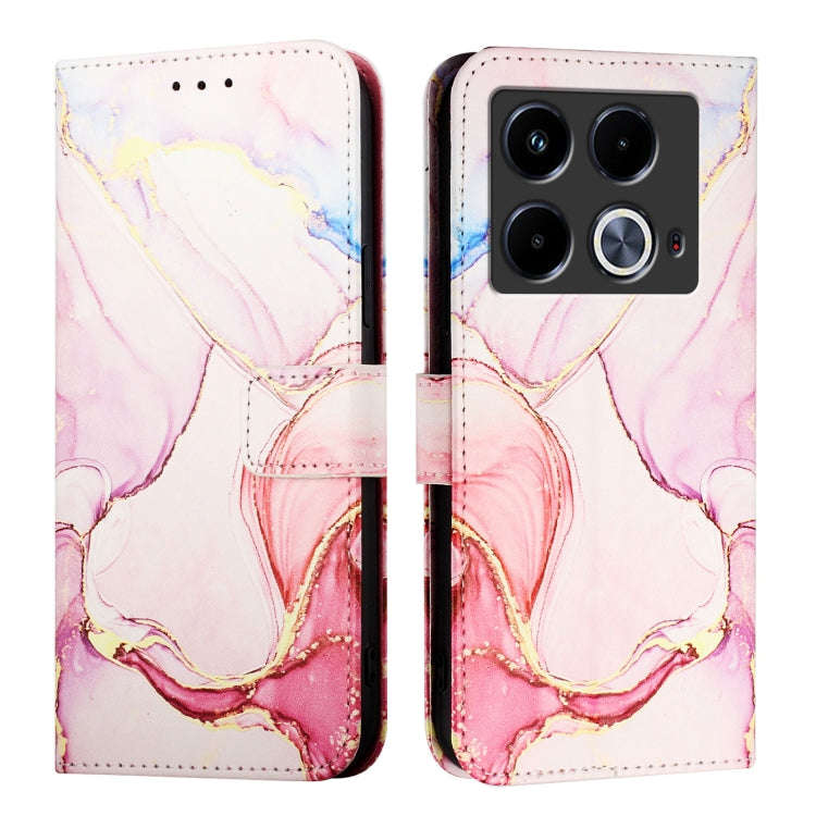 For Infinix Note 40 4G PT003 Marble Pattern Flip Leather Phone Case(Rose Gold)