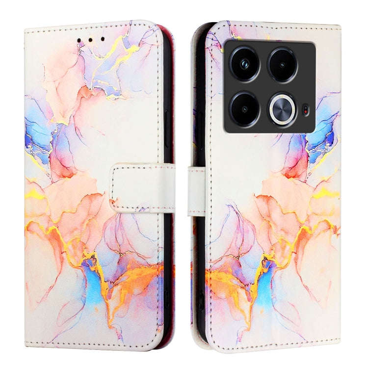For Infinix Note 40 4G PT003 Marble Pattern Flip Leather Phone Case(Galaxy Marble White)