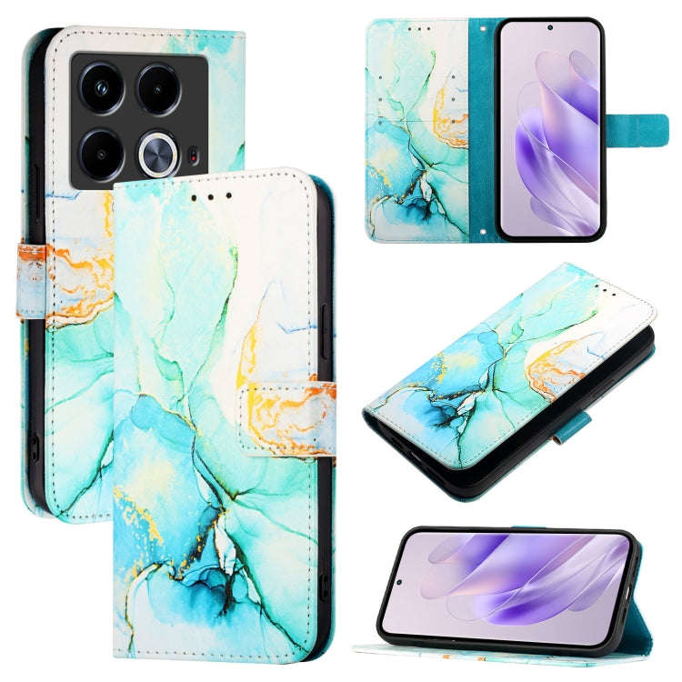 For Infinix Note 40 4G PT003 Marble Pattern Flip Leather Phone Case(Green)