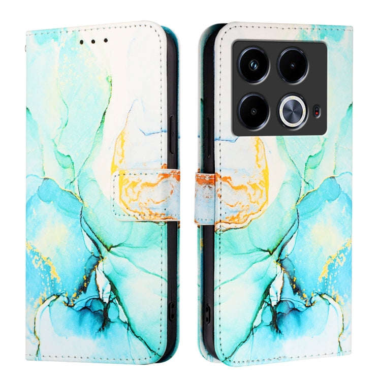 For Infinix Note 40 4G PT003 Marble Pattern Flip Leather Phone Case(Green)