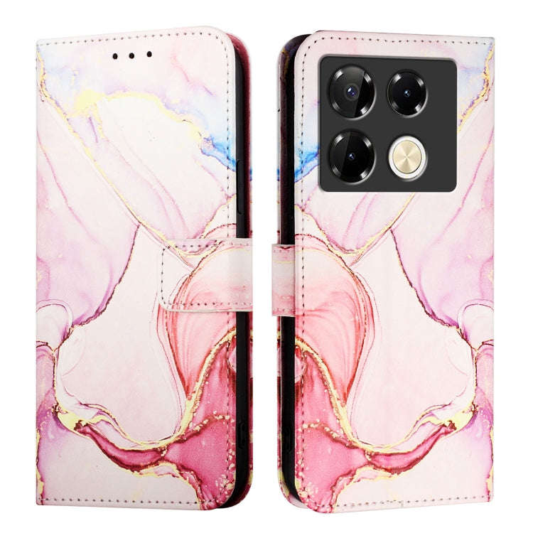 For Infinix Note 40 Pro 4G PT003 Marble Pattern Flip Leather Phone Case(Rose Gold)