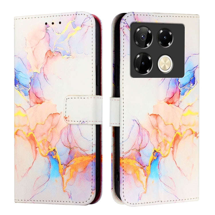 For Infinix Note 40 Pro 4G PT003 Marble Pattern Flip Leather Phone Case(Galaxy Marble White)