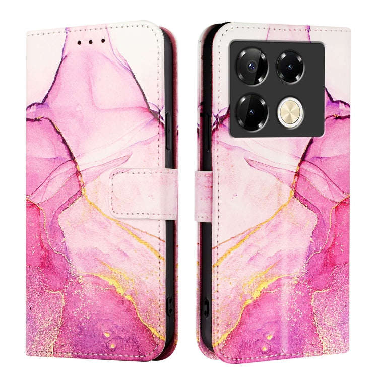 For Infinix Note 40 Pro 5G PT003 Marble Pattern Flip Leather Phone Case(Pink Purple Gold)
