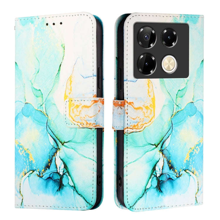For Infinix Note 40 Pro 5G PT003 Marble Pattern Flip Leather Phone Case(Green)