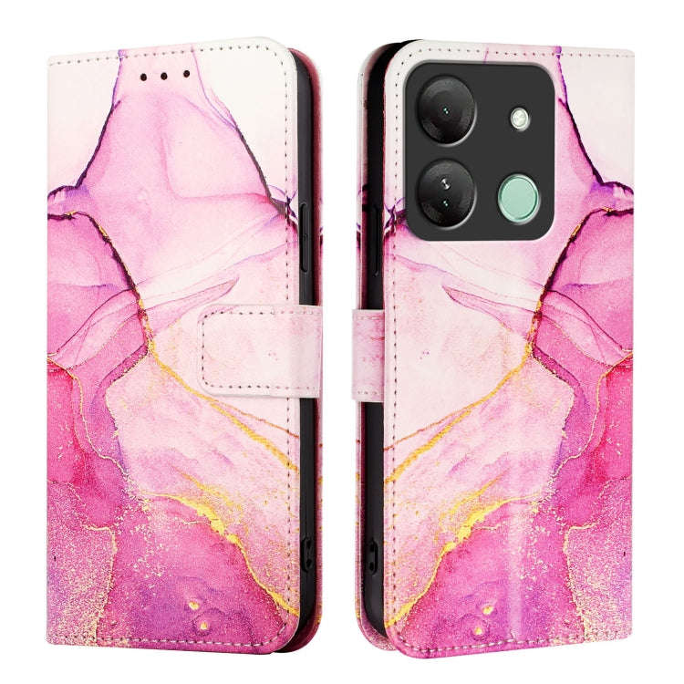 For Infinix Smart 7 HD / 7 India / 7 Plus PT003 Marble Pattern Flip Leather Phone Case(Pink Purpl...