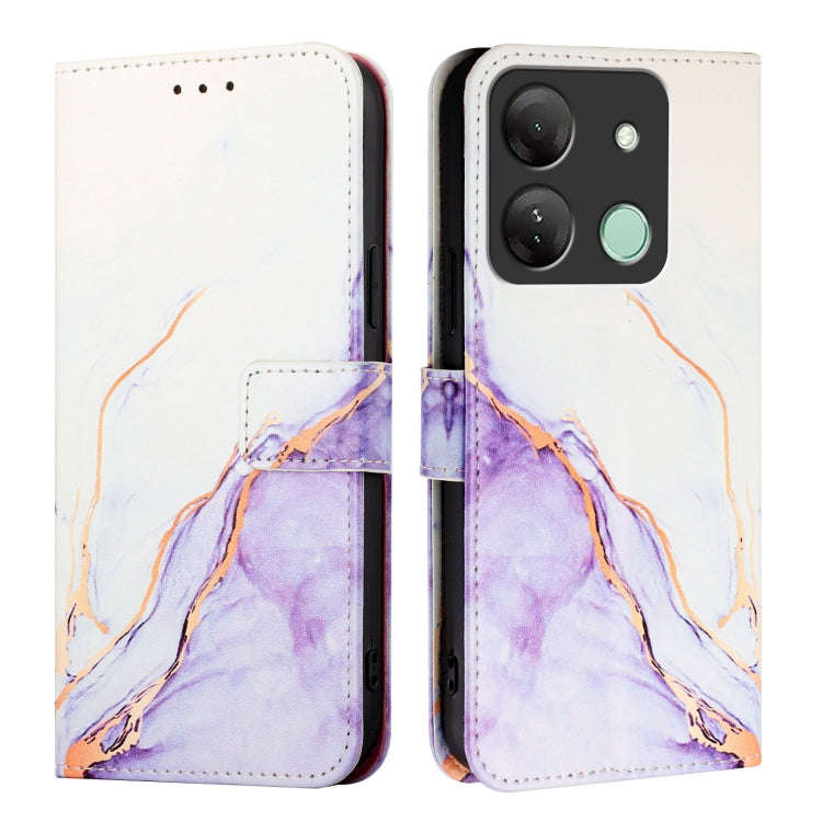 For Infinix Smart 7 HD / 7 India / 7 Plus PT003 Marble Pattern Flip Leather Phone Case(White Purple)