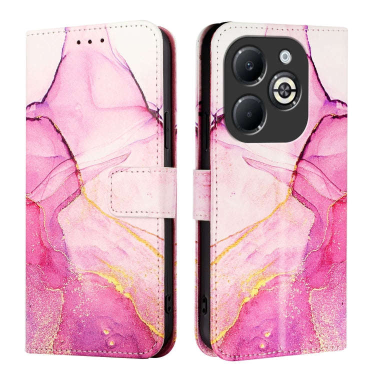 For Infinix Smart 8 Plus / 8 Pro PT003 Marble Pattern Flip Leather Phone Case(Pink Purple Gold)