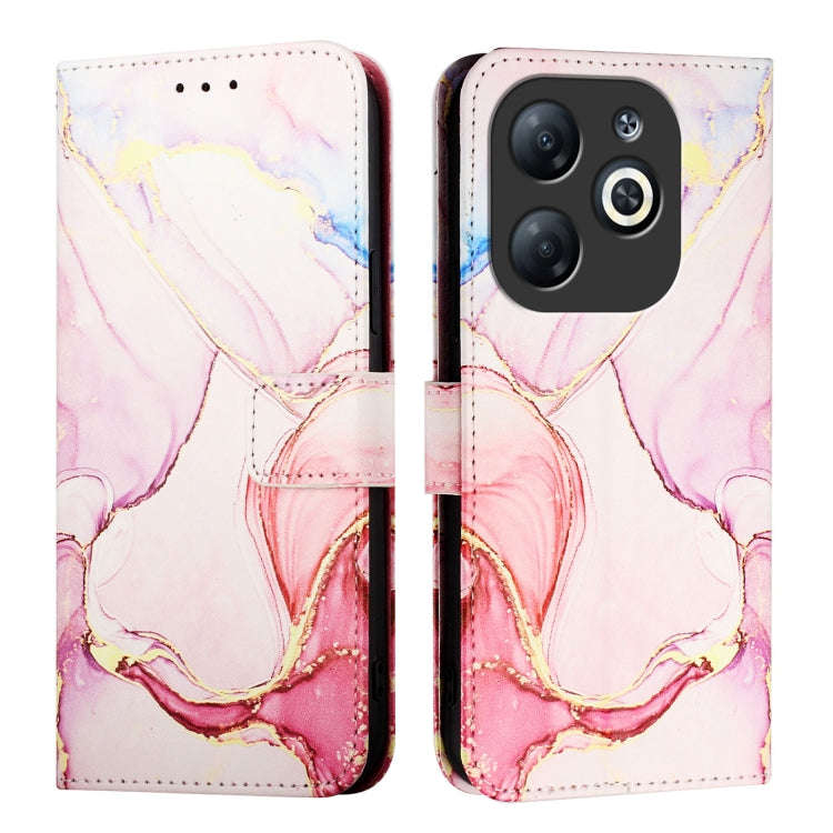 For Infinix Smart 8 PT003 Marble Pattern Flip Leather Phone Case(Rose Gold)