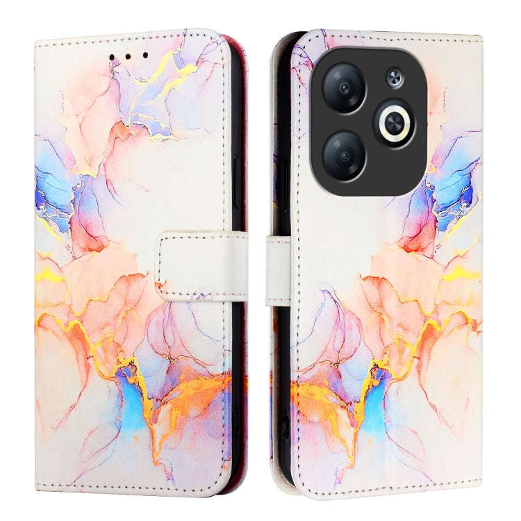 For Infinix Smart 8 PT003 Marble Pattern Flip Leather Phone Case(Galaxy Marble White)