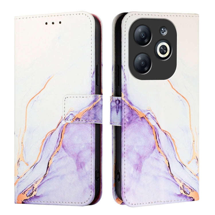 For Infinix Smart 8 PT003 Marble Pattern Flip Leather Phone Case(White Purple)