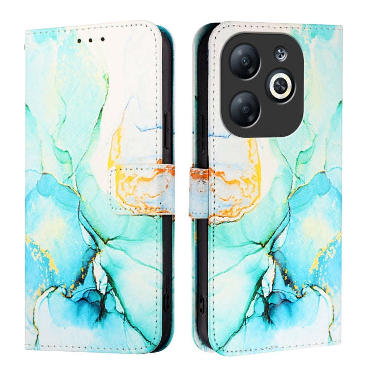 For Infinix Smart 8 PT003 Marble Pattern Flip Leather Phone Case(Green)