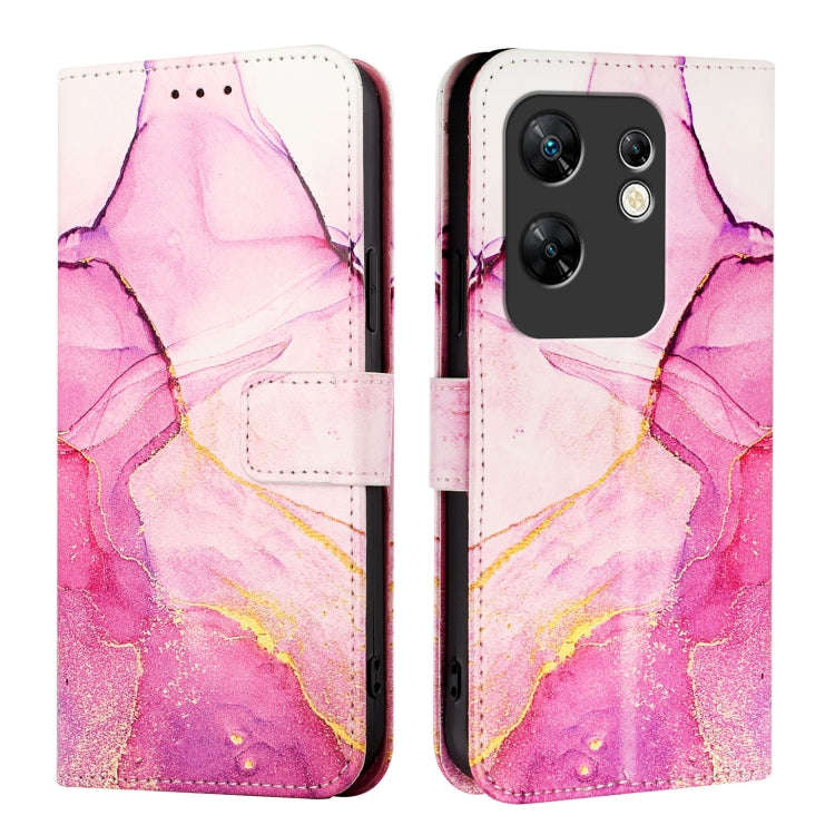 For Infinix Zero 30 4G PT003 Marble Pattern Flip Leather Phone Case(Pink Purple Gold)