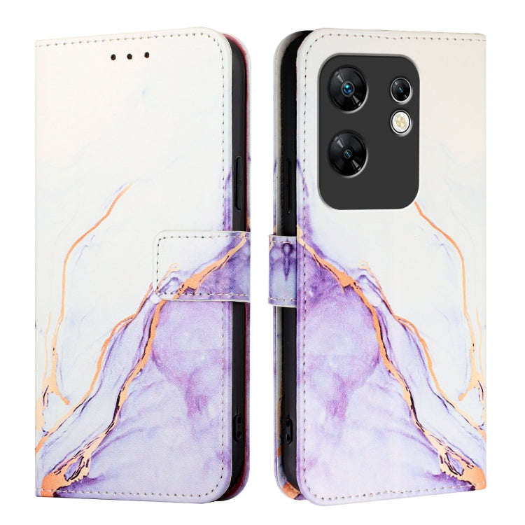 For Infinix Zero 30 4G PT003 Marble Pattern Flip Leather Phone Case(White Purple)