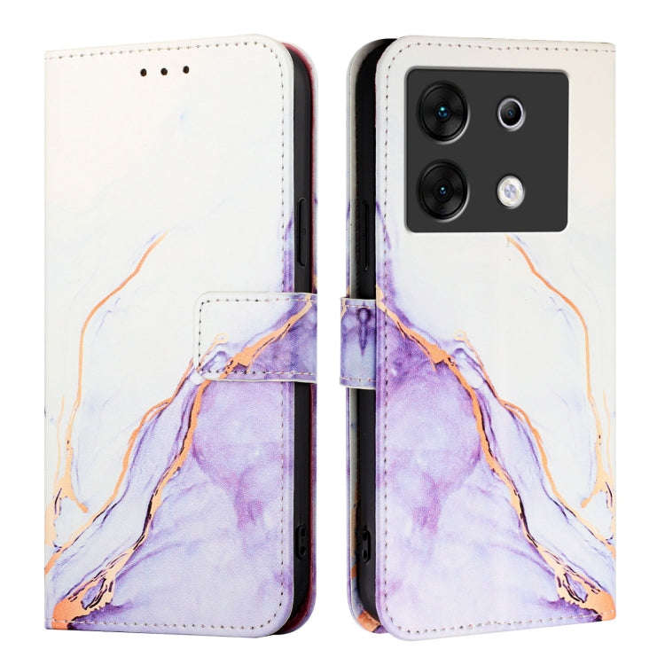 For Infinix Zero 30 5G PT003 Marble Pattern Flip Leather Phone Case(White Purple)