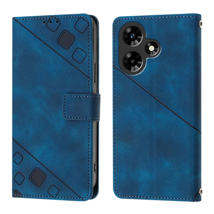 For Infinix Hot 30 4G Skin Feel Embossed Leather Phone Case(Blue)