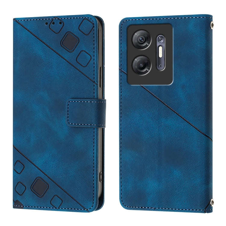 For Infinix Hot 30 5G Skin Feel Embossed Leather Phone Case(Blue)