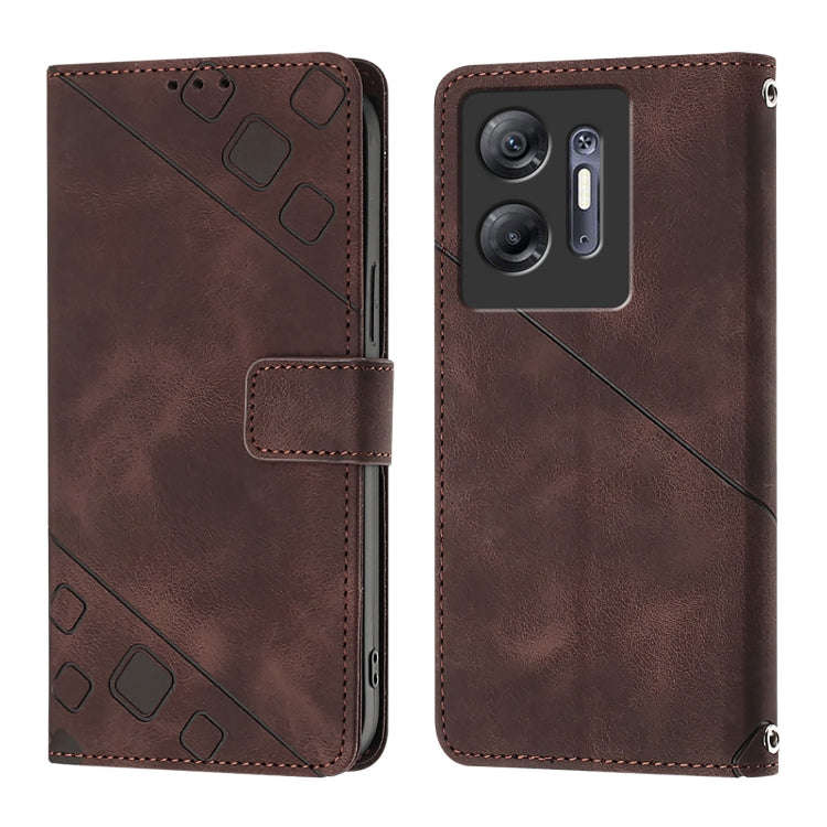 For Infinix Hot 30 5G Skin Feel Embossed Leather Phone Case(Brown)