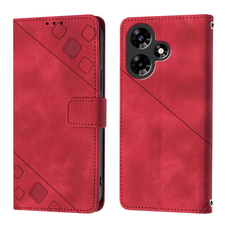 For Infinix Hot 30i Skin Feel Embossed Leather Phone Case(Red)