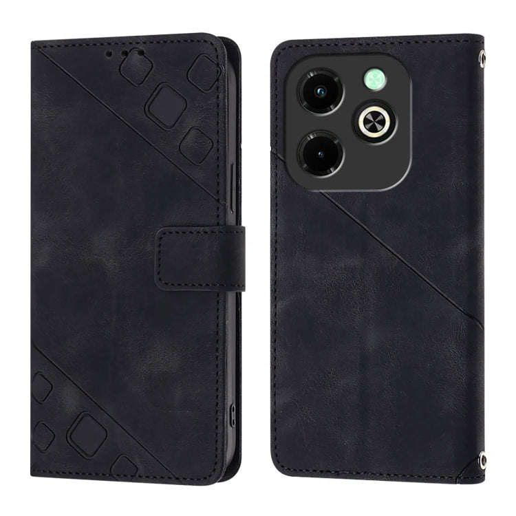 For Infinix Hot 40i Skin Feel Embossed Leather Phone Case(Black)