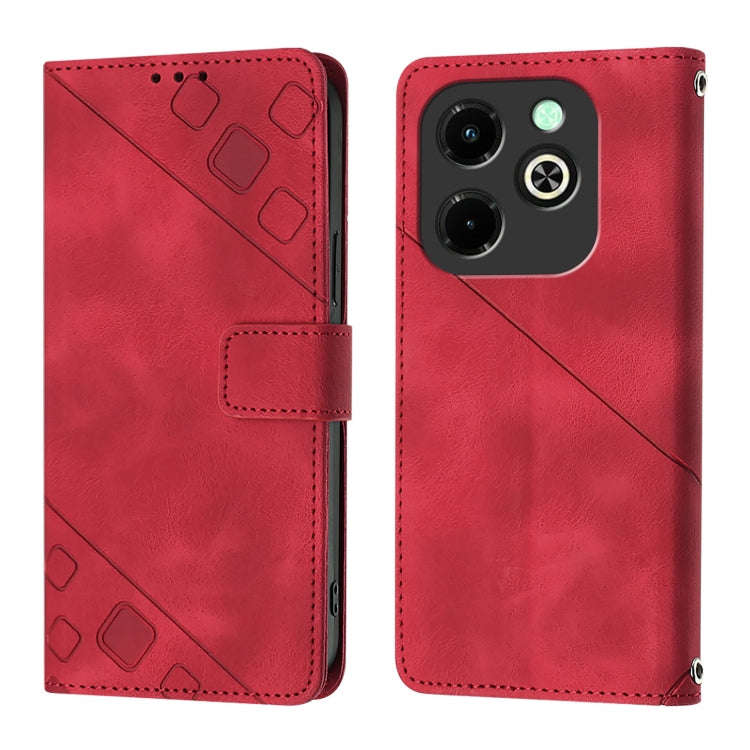 For Infinix Hot 40i Skin Feel Embossed Leather Phone Case(Red)