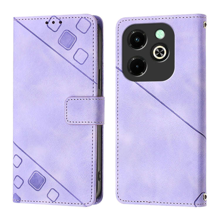 For Infinix Hot 40i Skin Feel Embossed Leather Phone Case(Light Purple)